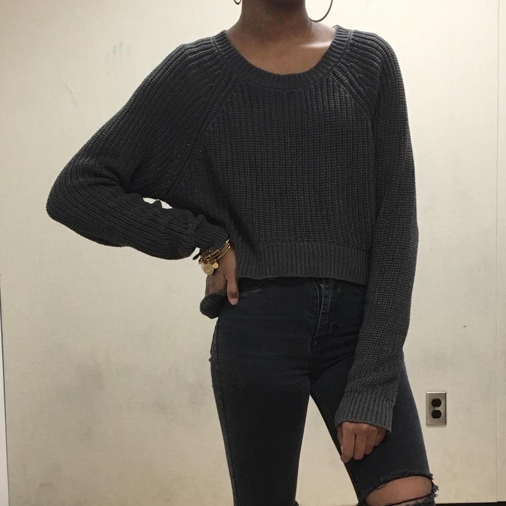 High-Low Gray Knit Sweater Forever 21